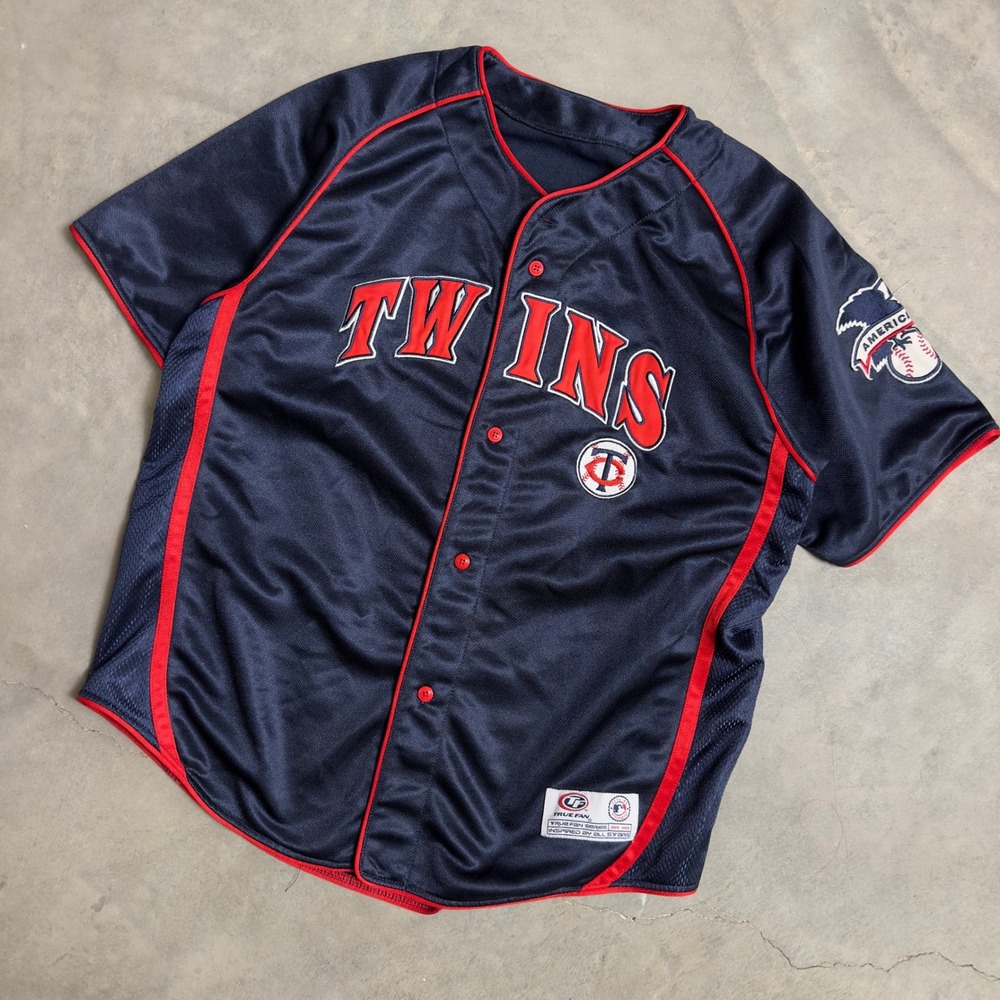 Vintage Y2K True Fan Minnesota Twins Jersey Mens L Navy MLB